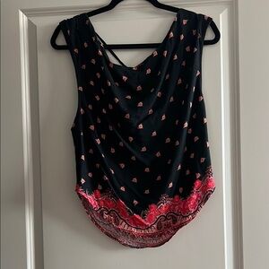 Free People Black and Red Sleeveless Top